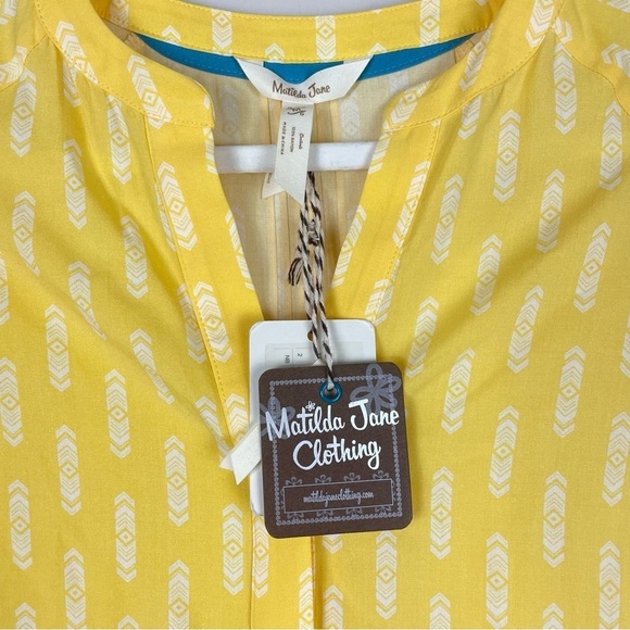 Matilda Jane Womens Medium Blouse Golden Hour Top Yellow Tunic Shirt Aztec NWT - Picture 6 of 9